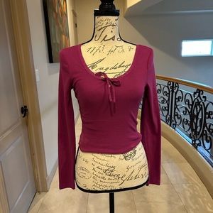 Magenta long sleeve with tie in front worn twice